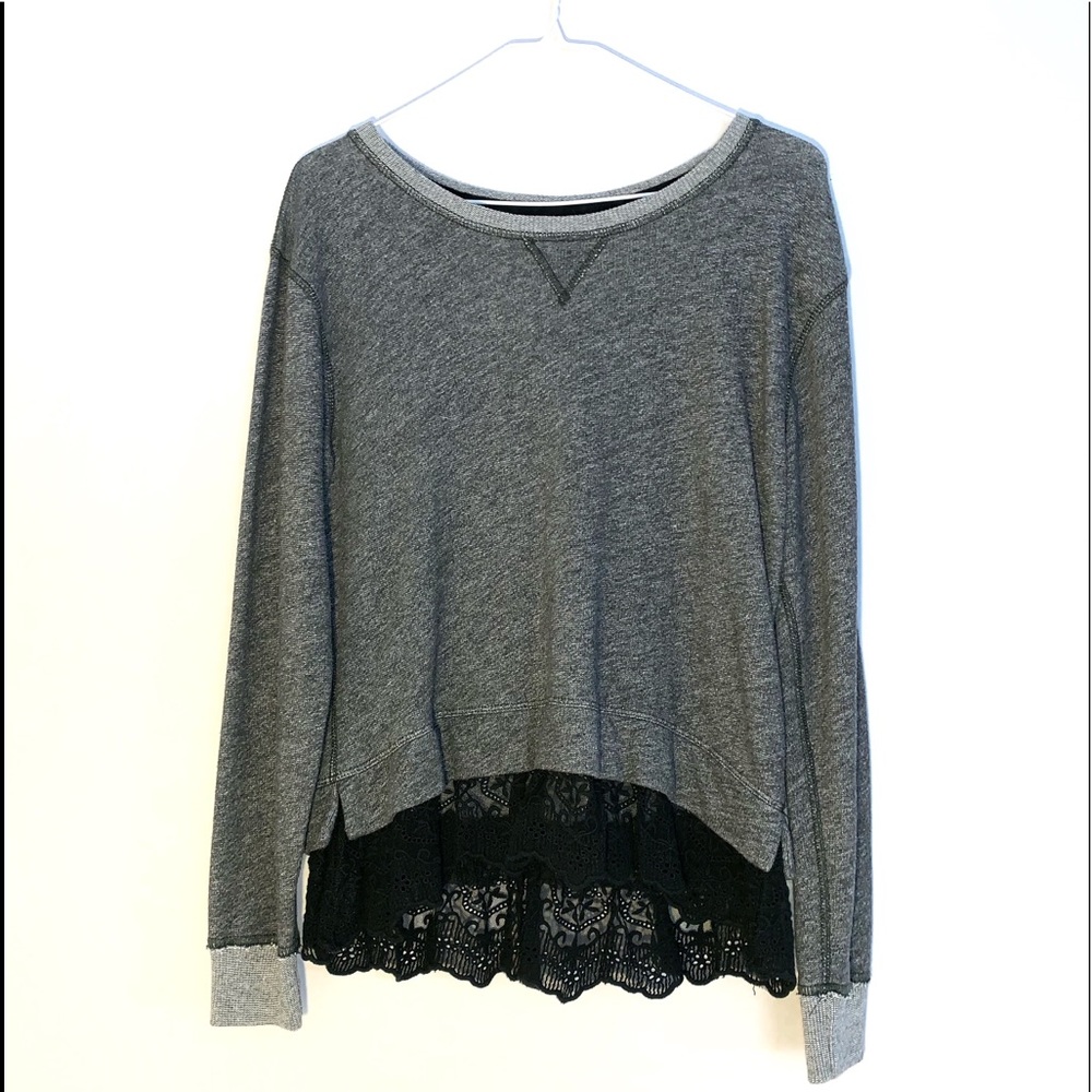 Abercrombie Gray Lace Crewneck